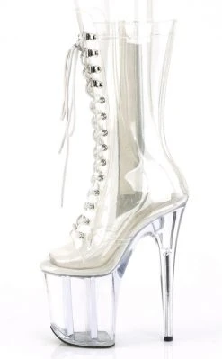 Pleaser FLAMINGO-1050C Clear Mid Calf Boots Pole Shoes