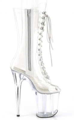 Pleaser FLAMINGO-1050C Clear Mid Calf Boots Pole Shoes