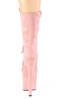 Pleaser FLAMINGO-1050FS Baby Pink Faux Suede Mid Calf Boots Pole Shoes