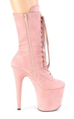 Pleaser FLAMINGO-1050FS Baby Pink Faux Suede Mid Calf Boots Pole Shoes