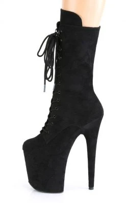 Pleaser FLAMINGO-1050FS Black Faux Suede Mid Calf Boots 9 Pleaser FLAMINGO-1050FS Black Faux Suede Mid Calf Boots