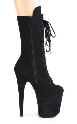 Pleaser FLAMINGO-1050FS Black Faux Suede Mid Calf Boots 11 Pleaser FLAMINGO-1050FS Black Faux Suede Mid Calf Boots