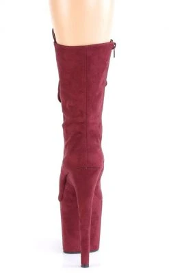 Pleaser Pole Shoes FLAMINGO-1050FS Burgundy Faux Suede Mid Calf Boots