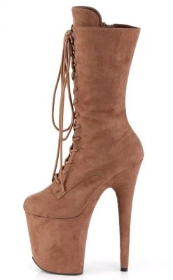 Pleaser Pole Shoes FLAMINGO-1050FS Caramel Faux Suede Mid Calf Boots 9 Pleaser Pole Shoes FLAMINGO-1050FS Caramel Faux Suede Mid Calf Boots