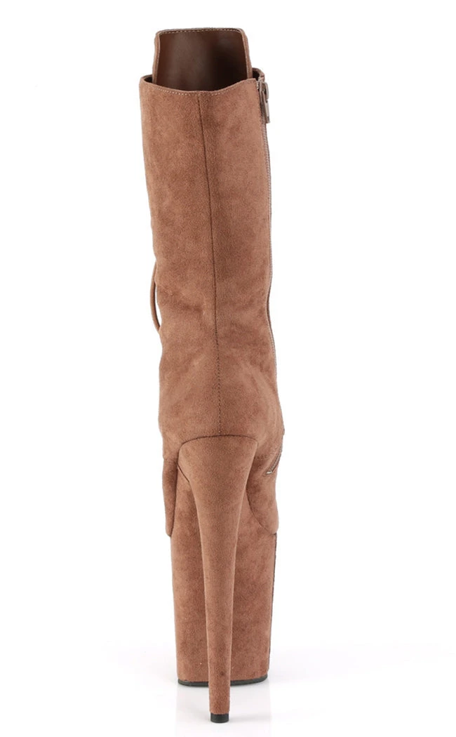 Pleaser Pole Shoes FLAMINGO-1050FS Caramel Faux Suede Mid Calf Boots 6 Pleaser Pole Shoes FLAMINGO-1050FS Caramel Faux Suede Mid Calf Boots