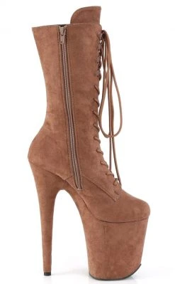 Pleaser Pole Shoes FLAMINGO-1050FS Caramel Faux Suede Mid Calf Boots 11 Pleaser Pole Shoes FLAMINGO-1050FS Caramel Faux Suede Mid Calf Boots