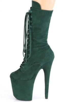 Pleaser FLAMINGO-1050FS Emerald Green Faux Suede Mid Calf Boots