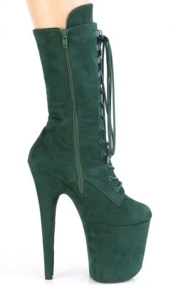 Pleaser FLAMINGO-1050FS Emerald Green Faux Suede Mid Calf Boots