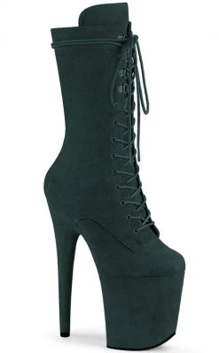 Pleaser FLAMINGO-1050FS Emerald Green Faux Suede Mid Calf Boots