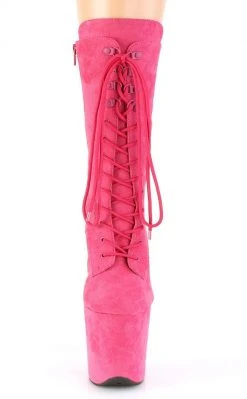 Pleaser FLAMINGO-1050FS Hot Pink Faux Suede Mid Calf Boots Pole Shoes