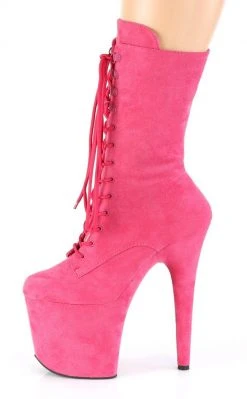 Pleaser FLAMINGO-1050FS Hot Pink Faux Suede Mid Calf Boots Pole Shoes