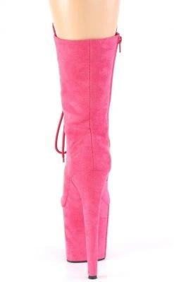 Pleaser FLAMINGO-1050FS Hot Pink Faux Suede Mid Calf Boots Pole Shoes