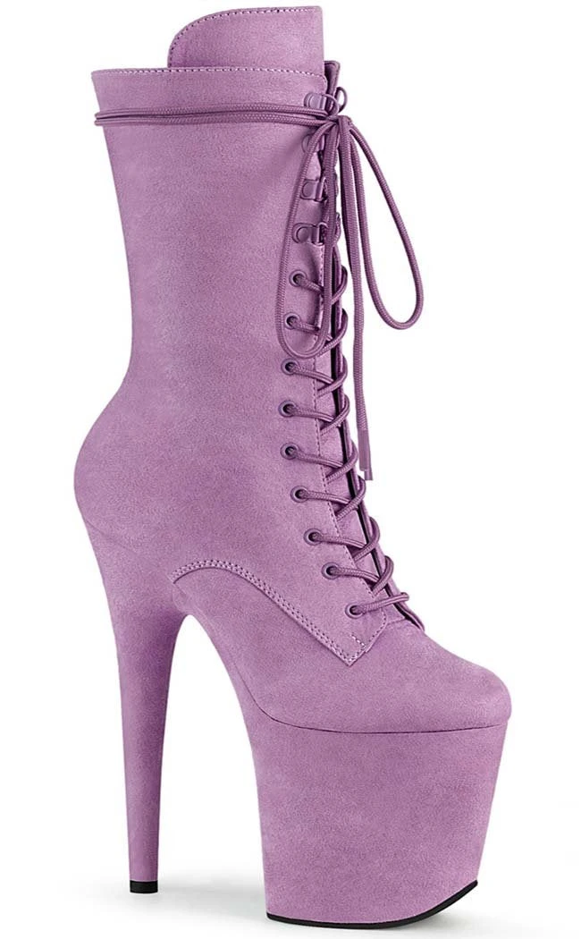 Pleaser FLAMINGO-1050FS Lilac Faux Suede Mid Calf Boots 3 Pleaser FLAMINGO-1050FS Lilac Faux Suede Mid Calf Boots