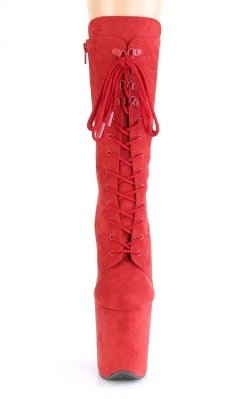 Pleaser FLAMINGO-1050FS Red Faux Suede Mid Calf Boots