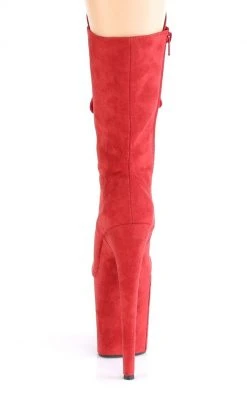 Pleaser FLAMINGO-1050FS Red Faux Suede Mid Calf Boots
