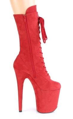 Pleaser FLAMINGO-1050FS Red Faux Suede Mid Calf Boots