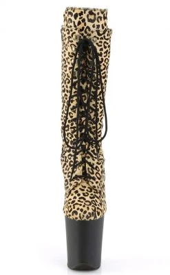 Pleaser FLAMINGO-1050LP Leopard Print Mid Calf Boots