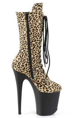Pleaser FLAMINGO-1050LP Leopard Print Mid Calf Boots