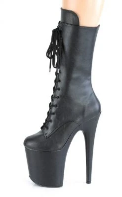Pleaser FLAMINGO-1050WR Black Matte Faux Leather Boots Pole Shoes