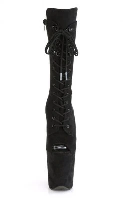 Pleaser Pole Shoes FLAMINGO-1051FS Black Faux Suede Mid Calf Open Toe Boots