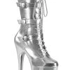 Pleaser FLAMINGO-1053 Metallic Silver Mid Calf Boots