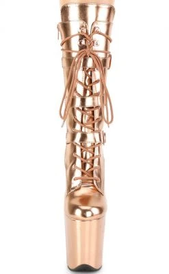 Pleaser FLAMINGO-1053 Rose Gold Mid Calf Boots