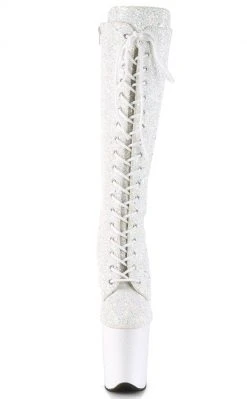 Pleaser FLAMINGO-2020MG White Multi Glitter Knee High Boots Pole Shoes 8 Pleaser FLAMINGO-2020MG White Multi Glitter Knee High Boots Pole Shoes