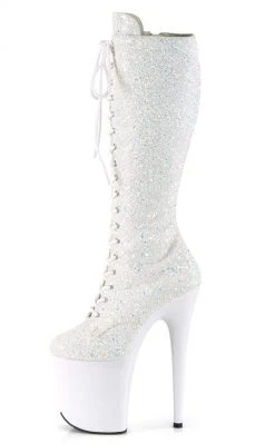 Pleaser FLAMINGO-2020MG White Multi Glitter Knee High Boots Pole Shoes 9 Pleaser FLAMINGO-2020MG White Multi Glitter Knee High Boots Pole Shoes