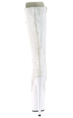 Pleaser FLAMINGO-2020MG White Multi Glitter Knee High Boots Pole Shoes 10 Pleaser FLAMINGO-2020MG White Multi Glitter Knee High Boots Pole Shoes