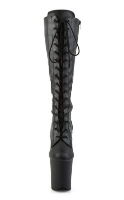 Pleaser Pole Shoes FLAMINGO-2023 Black Matte Knee High Boots