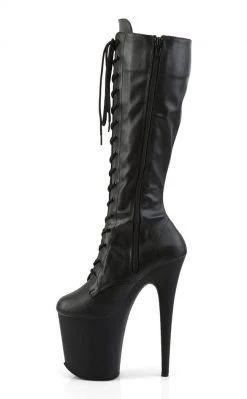 Pleaser Pole Shoes FLAMINGO-2023 Black Matte Knee High Boots