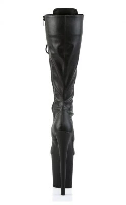 Pleaser Pole Shoes FLAMINGO-2023 Black Matte Knee High Boots