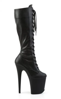Pleaser Pole Shoes FLAMINGO-2023 Black Matte Knee High Boots