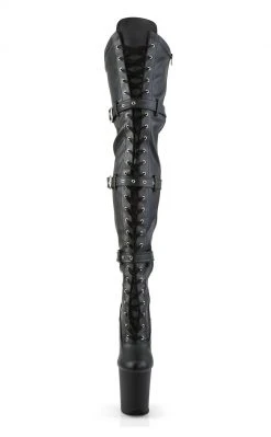Pleaser FLAMINGO-3028 Black Matte Thigh High Boots