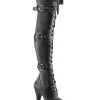 Pleaser FLAMINGO-3028 Black Matte Thigh High Boots