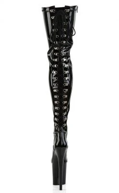 Pleaser Pole Shoes FLAMINGO-3063 Black Patent Thigh High Boots