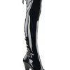 Pleaser Pole Shoes FLAMINGO-3063 Black Patent Thigh High Boots