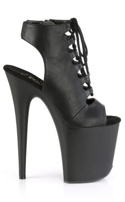 Pleaser FLAMINGO-800-20 Black Matte Peep Toe Heels