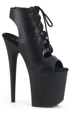 Pleaser FLAMINGO-800-20 Black Matte Peep Toe Heels