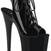 Pleaser Pole Shoes FLAMINGO-800-20 Black Patent Peep Toe Heels