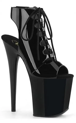 Pleaser Pole Shoes FLAMINGO-800-20 Black Patent Peep Toe Heels