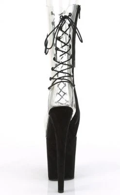 Pleaser FLAMINGO-800-60 Clear/Faux Suede Boots