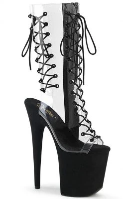 Pleaser FLAMINGO-800-60 Clear/Faux Suede Boots