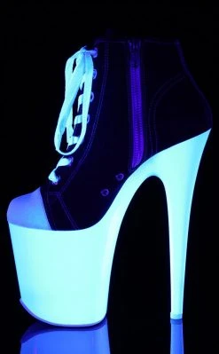 Pleaser Pole Shoes FLAMINGO-800SK-02 UV Reflective Sneaker Heels In Black