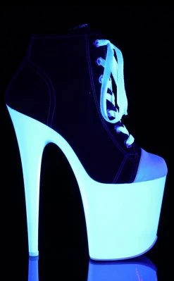 Pleaser Pole Shoes FLAMINGO-800SK-02 UV Reflective Sneaker Heels In Black