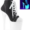 Pleaser Pole Shoes FLAMINGO-800SK-02 UV Reflective Sneaker Heels In Black