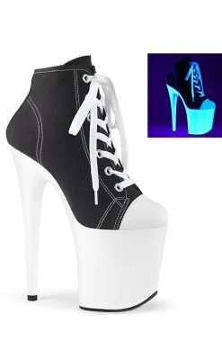 Pleaser Pole Shoes FLAMINGO-800SK-02 UV Reflective Sneaker Heels In Black