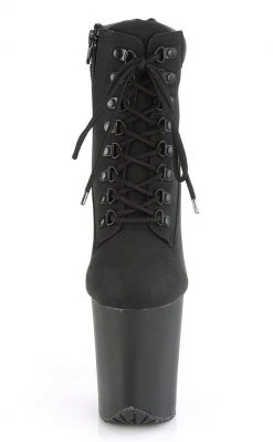 Pleaser FLAMINGO-800TL-02 Black Nubuck Faux Leather Platform Heels