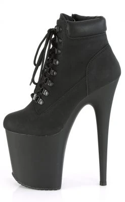 Pleaser FLAMINGO-800TL-02 Black Nubuck Faux Leather Platform Heels