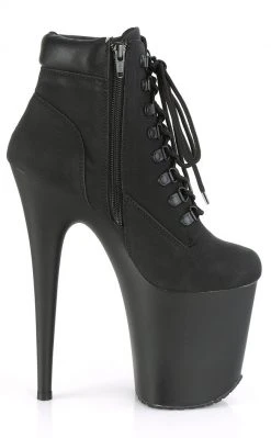 Pleaser FLAMINGO-800TL-02 Black Nubuck Faux Leather Platform Heels